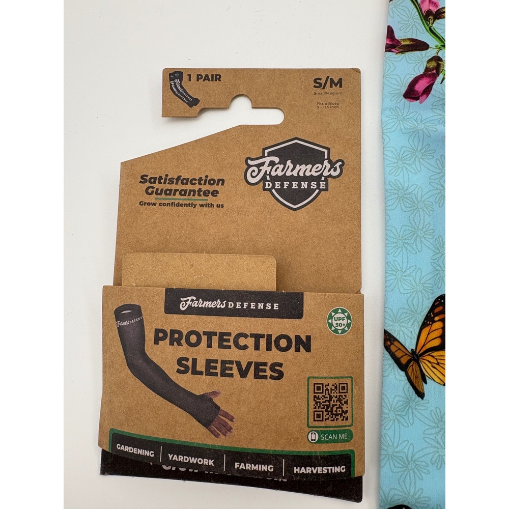 Farmers Defense Protection Sleeves S/M Blue Monarch Butterfly Gardening UPF 50+